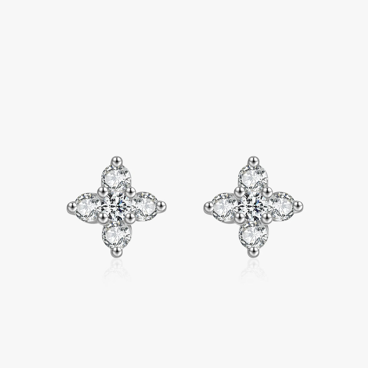 925 Sterling Silver Four-leaf Clover Flower Stud Earrings - Kimiko