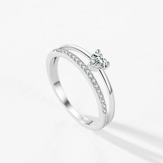925 Sterling Silver Elegant Dazzling Heart Cubic Zirconia Finger Rings