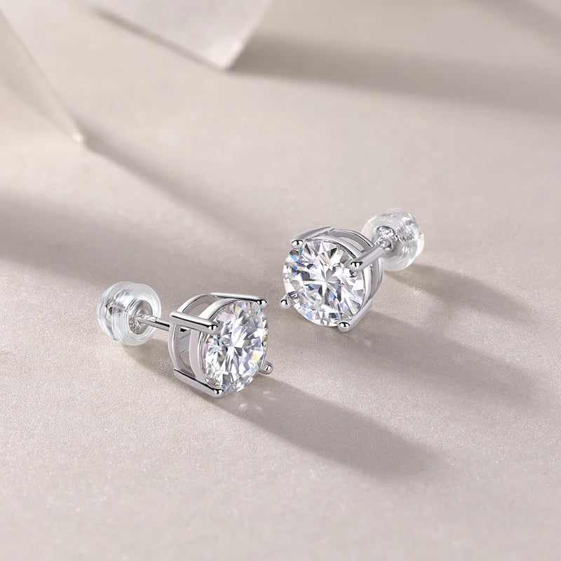 925 Silver Solitaire Engagement Stud Earrings