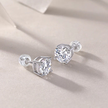 925 Silver Solitaire Engagement Stud Earrings