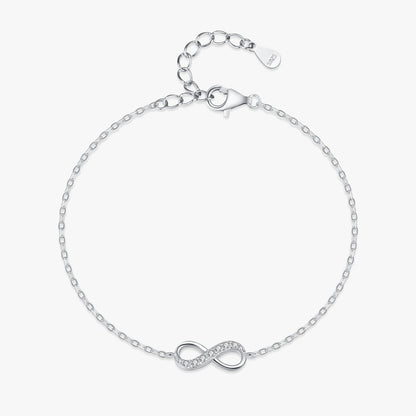 925 Sterling Silver Romantic Infinite Love Zirconia Link Chain Bracelet