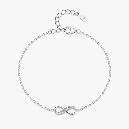 925 Sterling Silver Romantic Infinite Love Zirconia Link Chain Bracelet