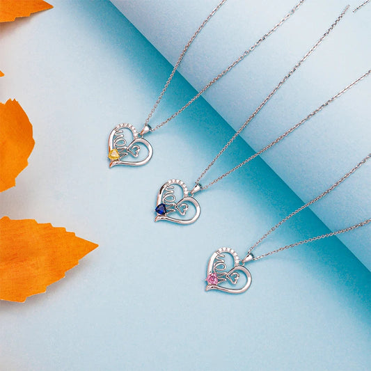 925 Sterling Silver Mother Pendant Heart-shaped