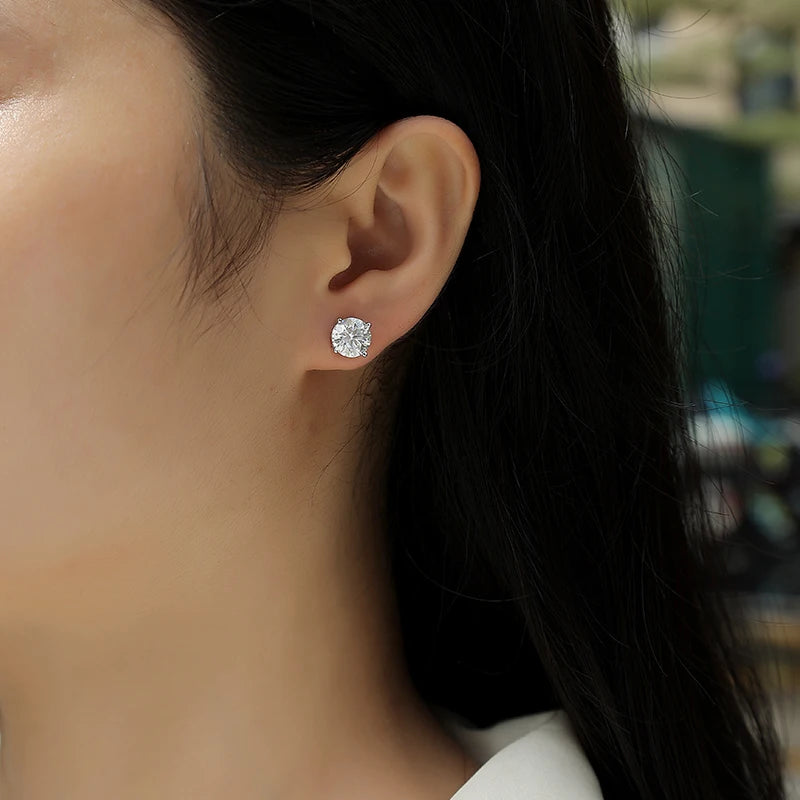 925 Silver Solitaire Engagement Stud Earrings