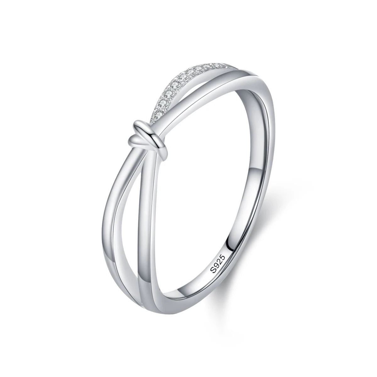 925 Sterling Silver Fashion Geometric Cross Line Finger Ring