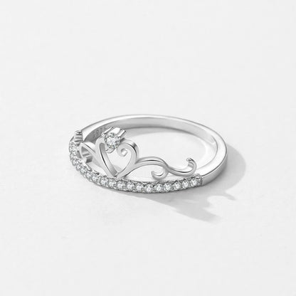 925 Sterling Silver Fashion Elegant Clear CZ Crown Finger Ring