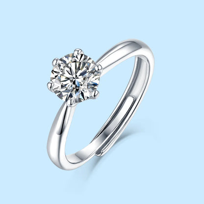 925 Round Moissanite Sterling Silver Ring