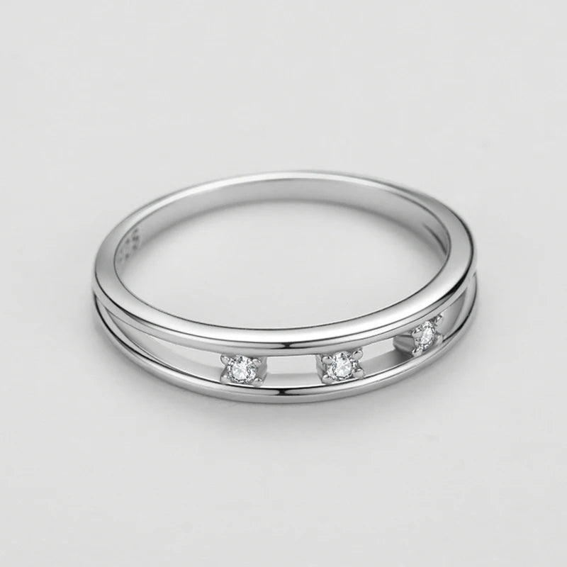 925 Sterling Silver Simple Double Layer Finger Ring