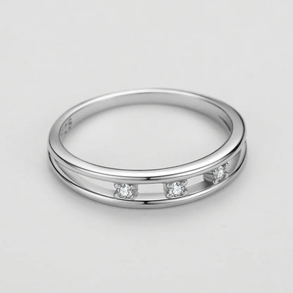 925 Sterling Silver Simple Double Layer Finger Ring
