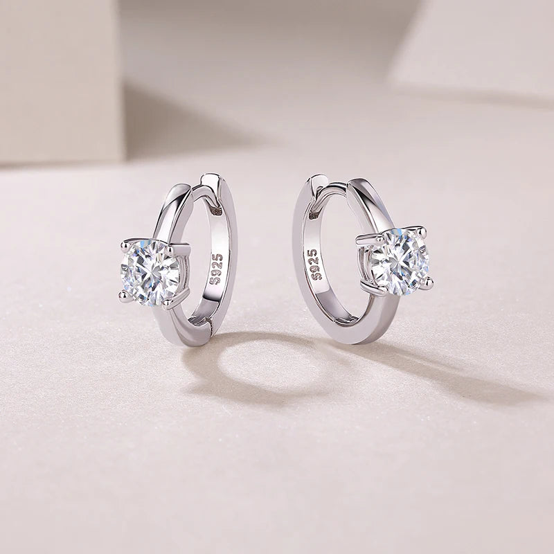 925 Silver Round Cut Bar Design Stud Earrings