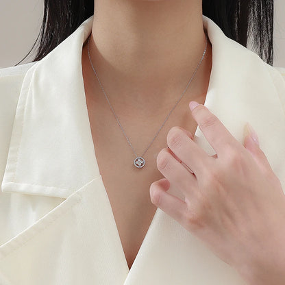 925 Sterling Silver Jewelry Shiny Four-leaf Clover Necklace