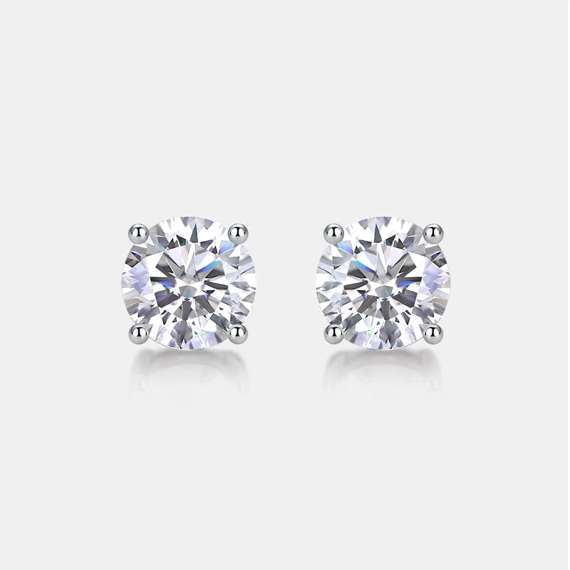 925 Silver Solitaire Engagement Stud Earrings