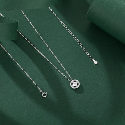 925 Sterling Silver Jewelry Shiny Four-leaf Clover Necklace