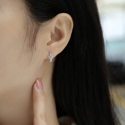 925 Silver Round Cut Bar Design Stud Earrings