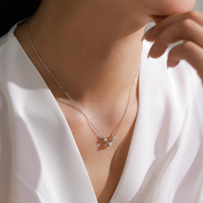 925 Sterling Silver Inlaid Zircon Cute Shiny Star Necklaces