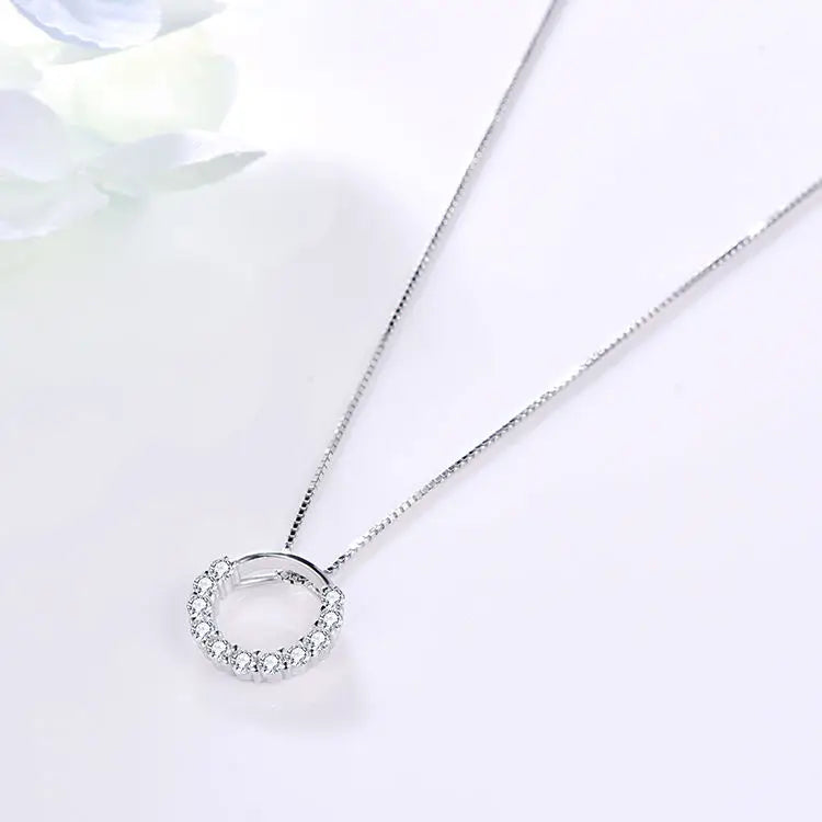 925 Sterling Silver 5A Cubic Zircon Round Pendant Women