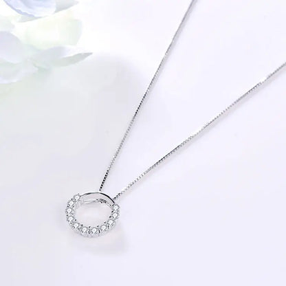 925 Sterling Silver 5A Cubic Zircon Round Pendant Women