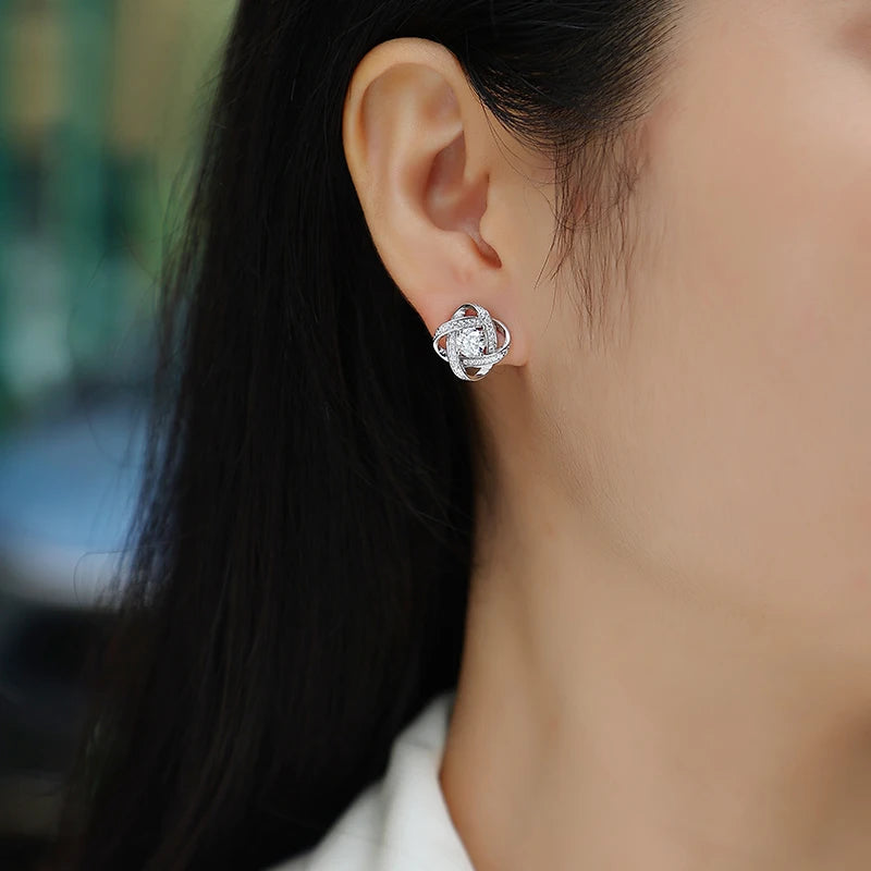 925 Silver Crossed Knot Design Stud Earrings