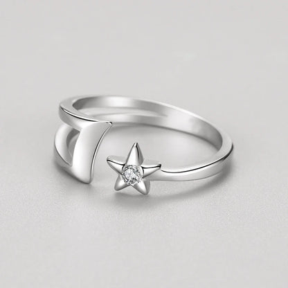 Adjustable Star Moon Open Size Ring