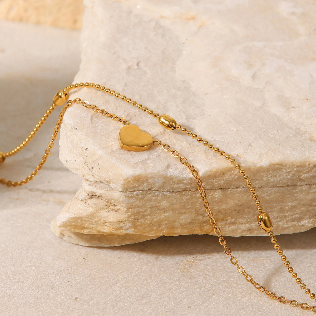Oval Bead Chain Double Layer Daity Anklets