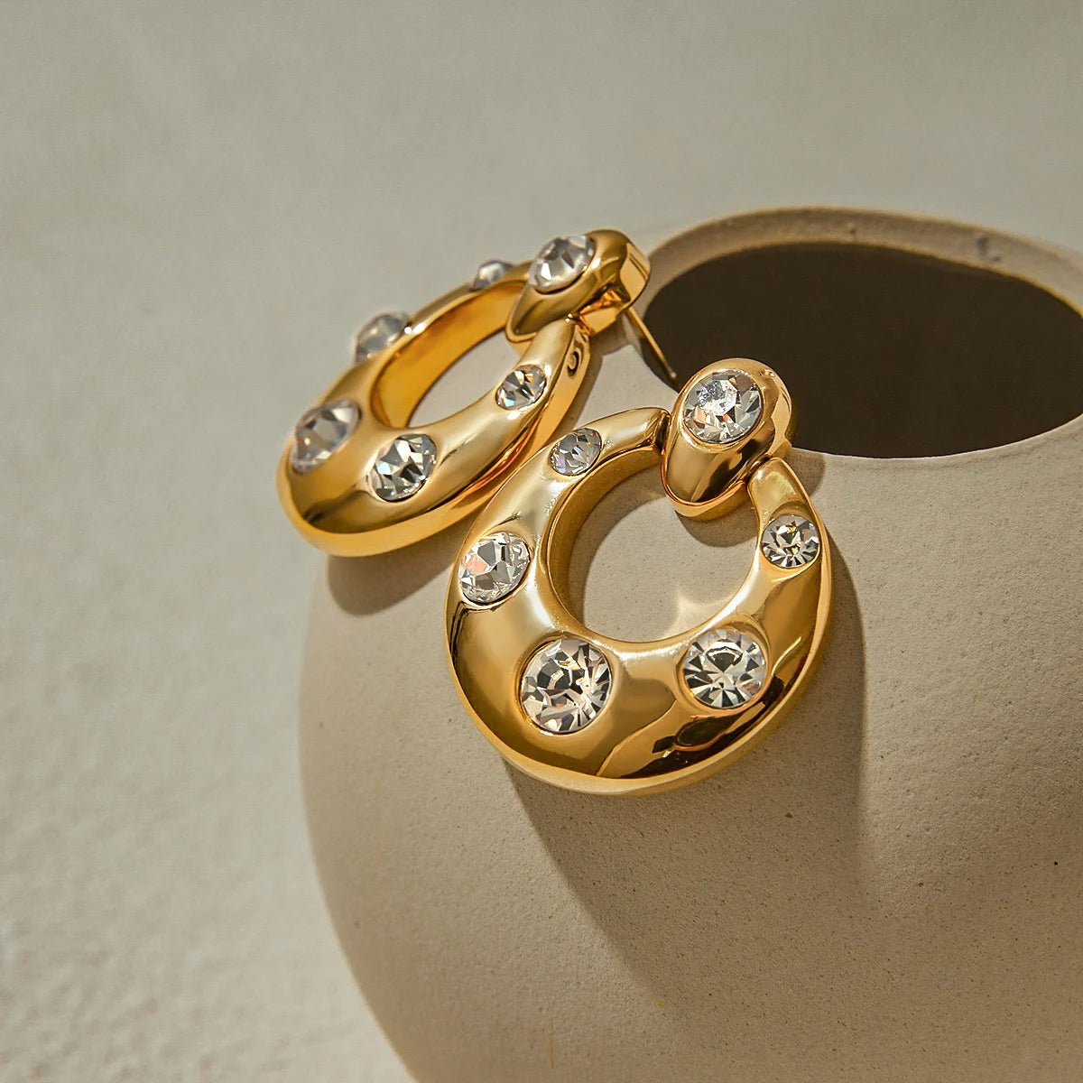 White Pink Zircon Stud Earrings - Kimiko