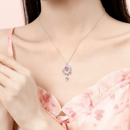 S925 Silver Red Book Moon Star Pendant