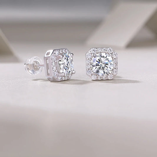 925 Silver Octagon Shape Earrings