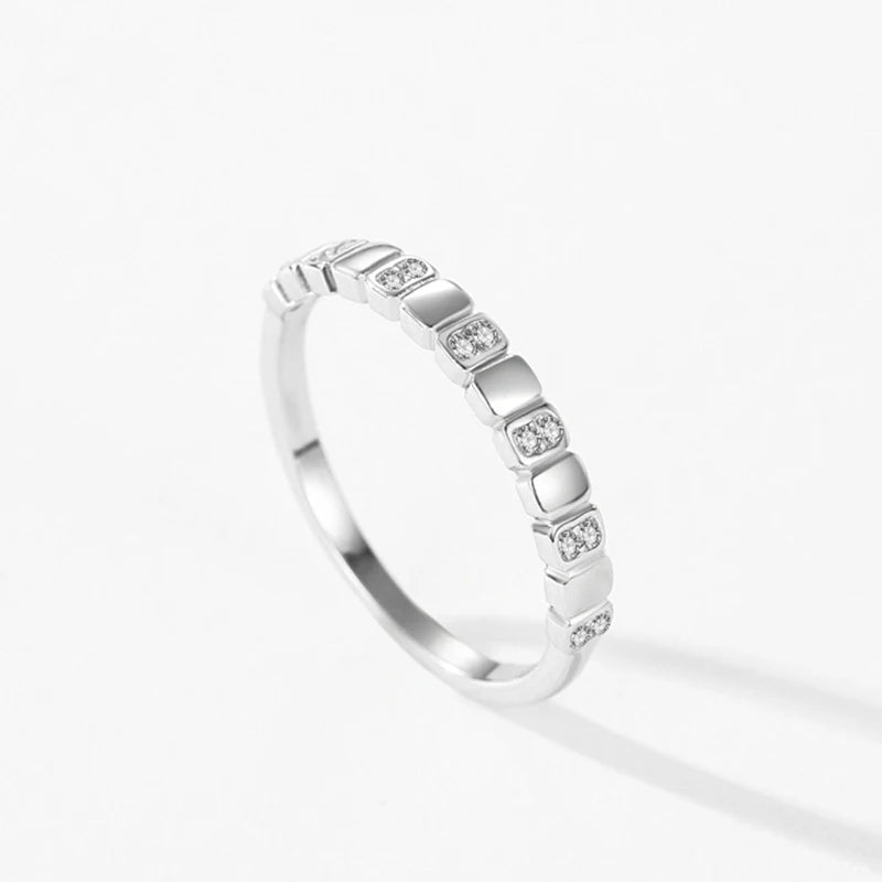 925 Sterling Silver SImple Geometric Design Zirconia Finger Ring