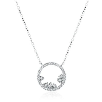 925 Silver Female European American Ins Style Zircon Pendant Necklace