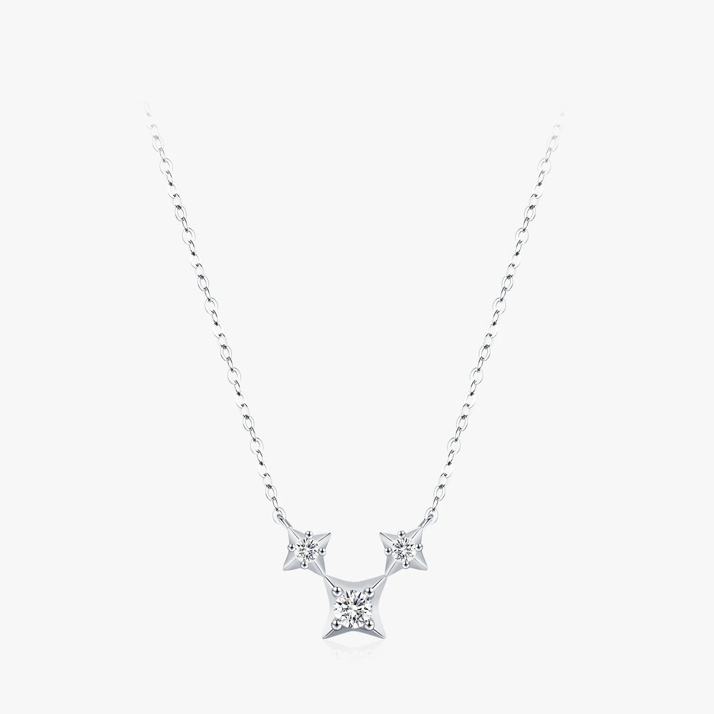 925 Sterling Silver Inlaid Zircon Cute Shiny Star Necklaces