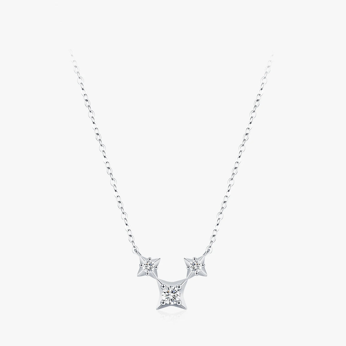 925 Sterling Silver Inlaid Zircon Cute Shiny Star Necklaces