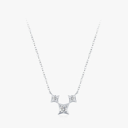 925 Sterling Silver Inlaid Zircon Cute Shiny Star Necklaces