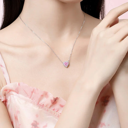 925 Silver Pink Heart Zircon Luxury Pendant