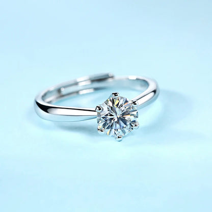 925 Round Moissanite Sterling Silver Ring