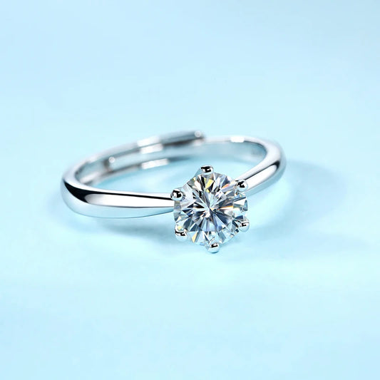 925 Round Moissanite Sterling Silver Ring