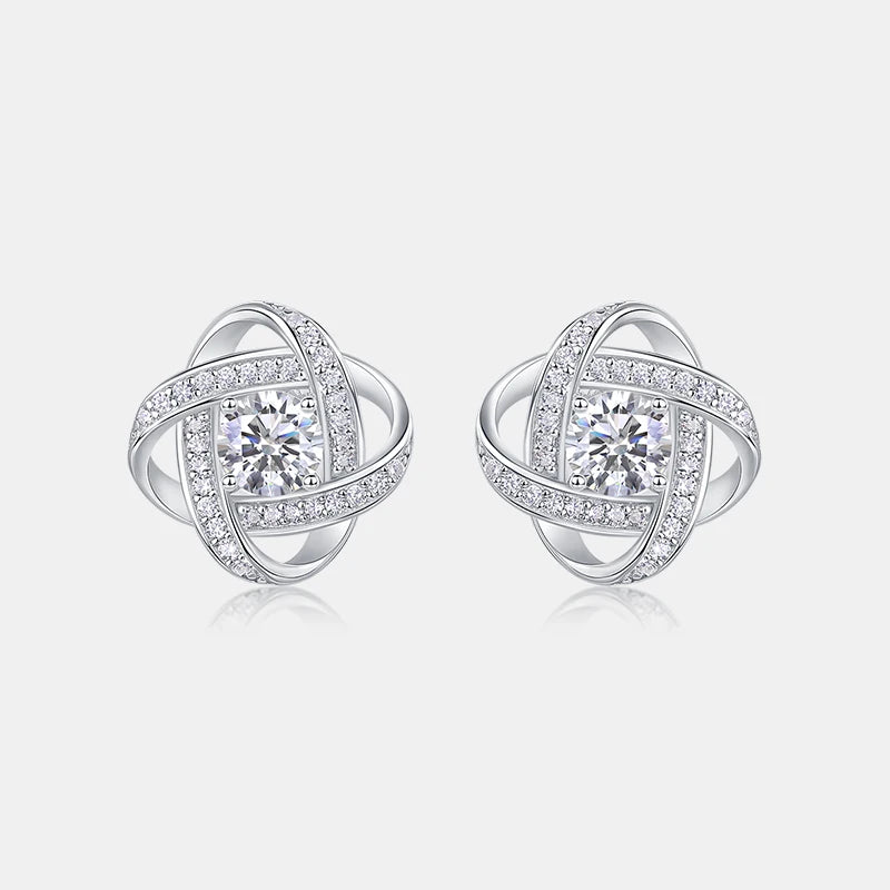 925 Silver Crossed Knot Design Stud Earrings