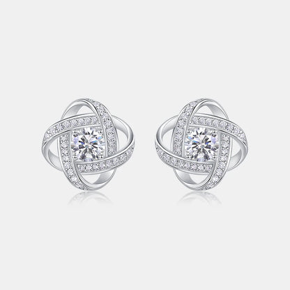 925 Silver Crossed Knot Design Stud Earrings