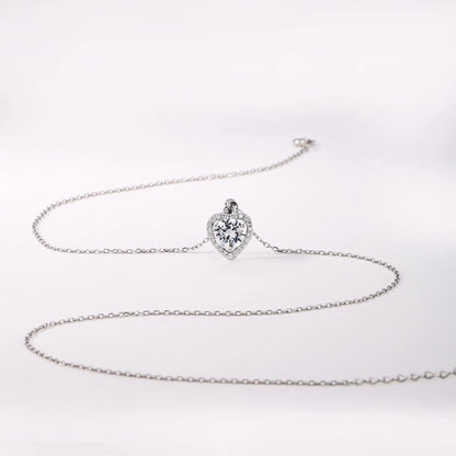 925 Sterling Silver 5A Round Cubic Zirconia Heart Pendant Women