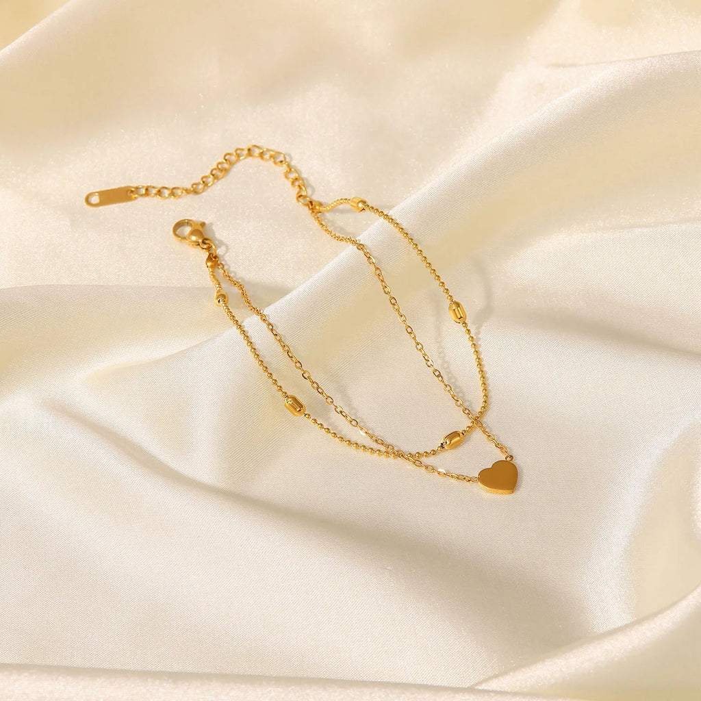 Oval Bead Chain Double Layer Daity Anklets