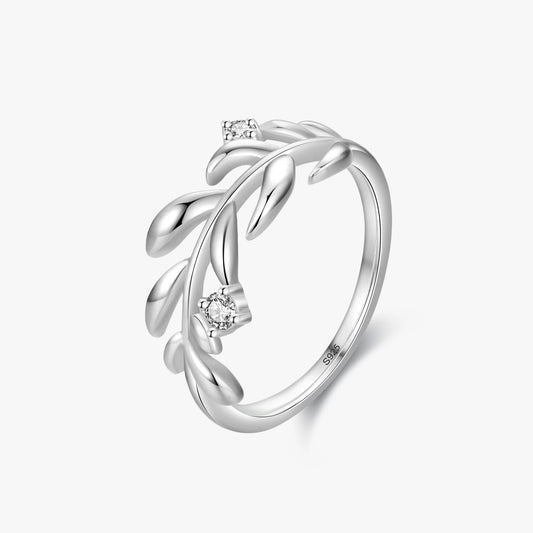 925 Sterling Exquisite Plant Silver Tree Branch Leaves Finger Rings