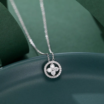 925 Sterling Silver Jewelry Shiny Four-leaf Clover Necklace