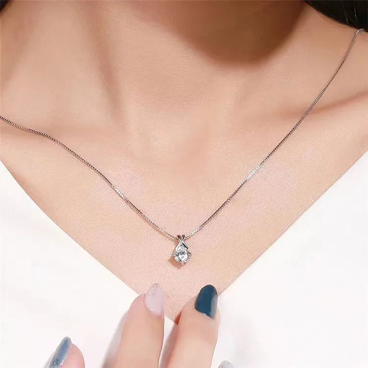 925 Sterling Silver Prong Setting Necklace