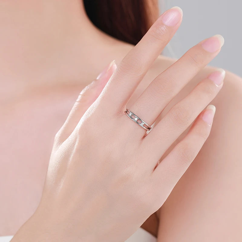 925 Sterling Silver Simple Double Layer Finger Ring