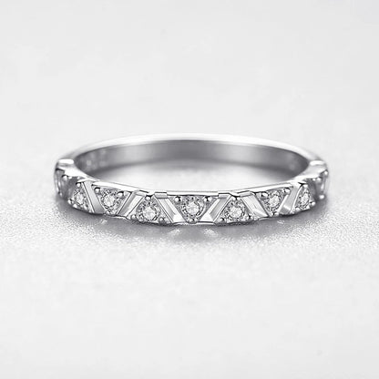 925 Sterling Silver Round & Triangle Geometric Finger Rings