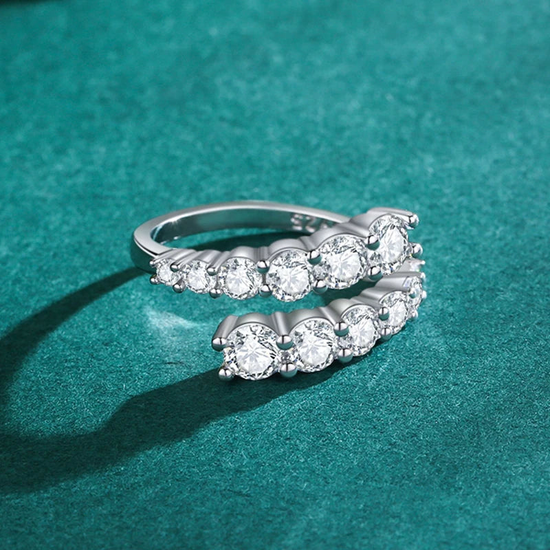 925 Sterling Silver Luxury Open Size Zircon Ring