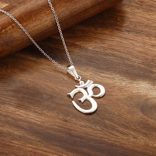 Silver Om Pendant with Link Chain