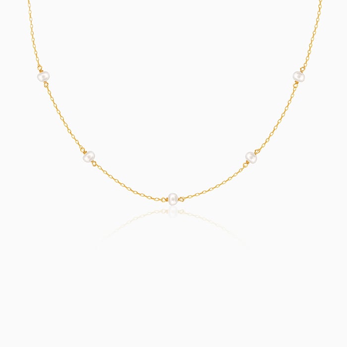 Golden Minimal Pearl Necklace