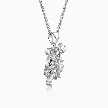 Silver Mahabali Hanuman Pendant with Box Chain For Him