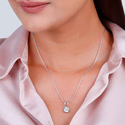 Anushka Sharma Silver Zircon Pendant with Link Chain