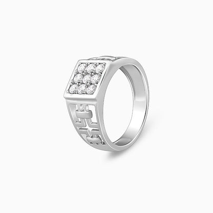 Silver Matrix Cross Ring For Him